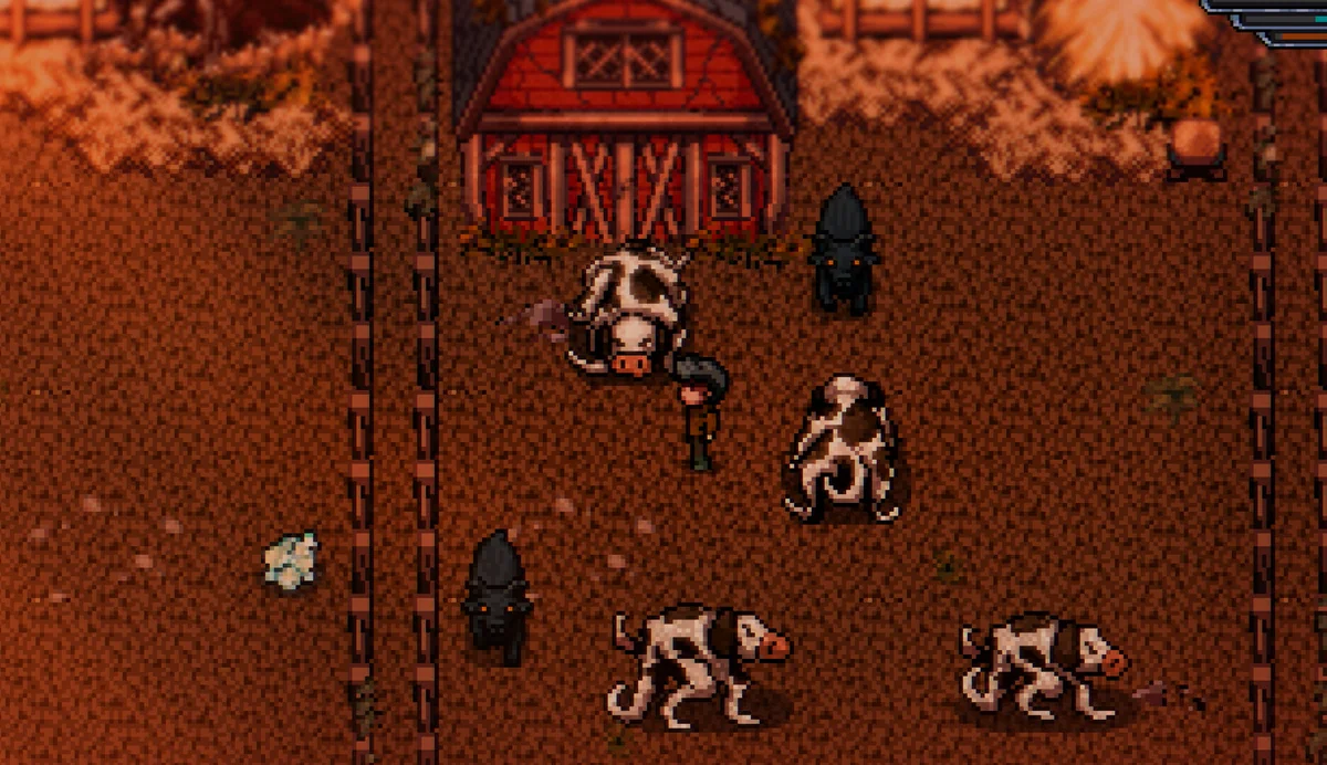 Welcome to Elderfield Tentacows beside the red ranch barn