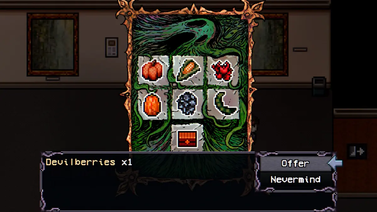 Welcome to Elderfield ritual offering menu with several inventory items