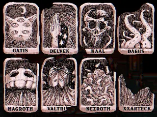 Welcome to Elderfield Old Gods church graphic showing the seven standard allegiances